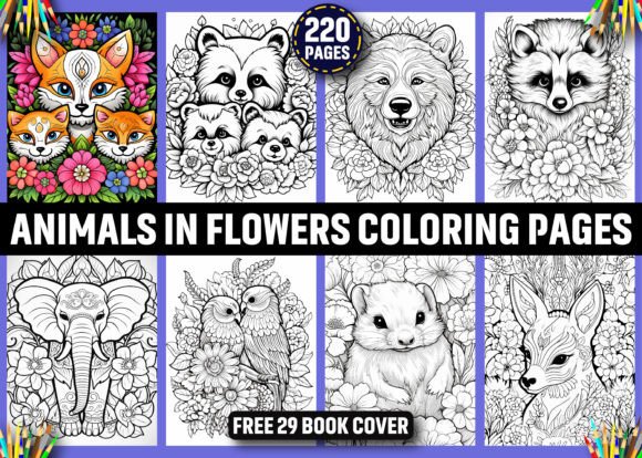 Download 220 Animals in Flowers Coloring Pages - Coloring pages Collection